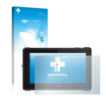 Front side of a product packaging with the brand logo upscreen. Next to it is the device TomTom Pro 8275 Truck shown with the 
