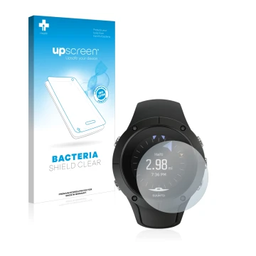 Front side of a product packaging with the brand logo upscreen. Next to it is the device Suunto Spartan Trainer Wrist HR shown