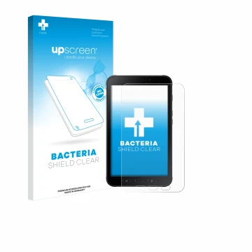 Front side of a product packaging with the brand logo upscreen. Next to it is the device Samsung Galaxy Tab Active 2 shown wit