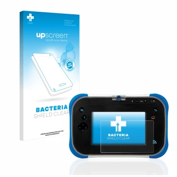 Front side of a product packaging with the brand logo upscreen. Next to it is the device Vtech Storio Max 2.0 shown with the c