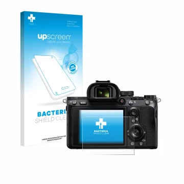 Front side of a product packaging with the brand logo upscreen. Next to it is the device Sony Alpha 7 III (ILCE-7M3) shown wit