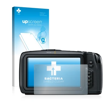 Front side of a product packaging with the brand logo upscreen. Next to it is the device Blackmagic Pocket Cinema Camera 4K sh