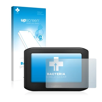 Front side of a product packaging with the brand logo upscreen. Next to it is the device Garmin zumo 396 LMT-S shown with the 