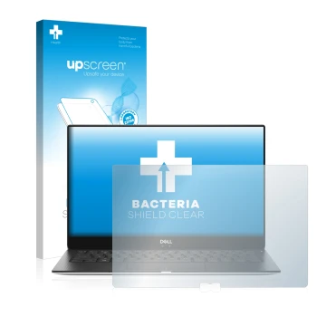 Front side of a product packaging with the brand logo upscreen. Next to it is the device Dell XPS 13 9370 shown with the corre