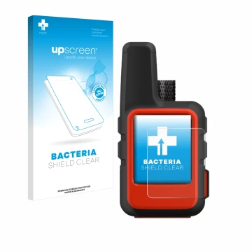 Front side of a product packaging with the brand logo upscreen. Next to it is the device Garmin inReach Mini shown with the co