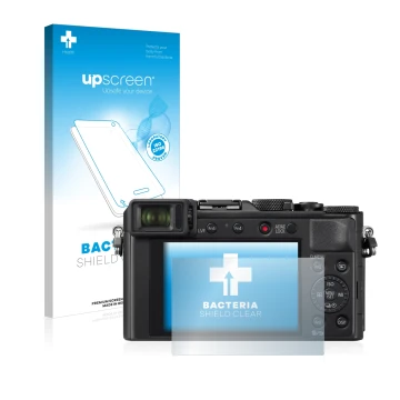 Front side of a product packaging with the brand logo upscreen. Next to it is the device Panasonic Lumix DC-LX100 II shown wit