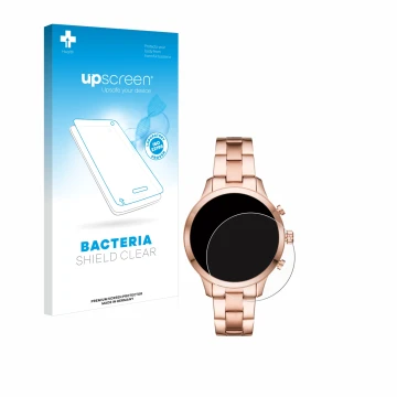 Front side of a product packaging with the brand logo upscreen. Next to it is the device Michael Kors Access Runway (41 mm) sh