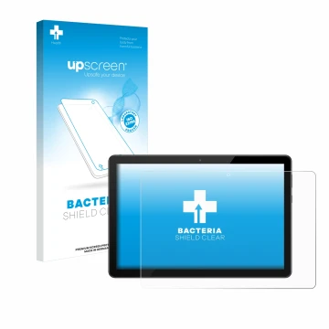 Front side of a product packaging with the brand logo upscreen. Next to it is the device Huawei MediaPad T5 10 shown with the 