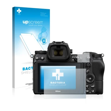 Front side of a product packaging with the brand logo upscreen. Next to it is the device Nikon Z 6 shown with the correspondin