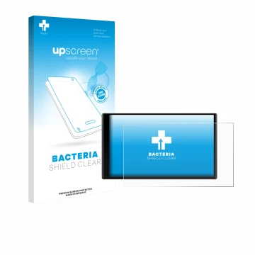 Front side of a product packaging with the brand logo upscreen. Next to it is the device Garmin DriveTrack 71 shown with the c