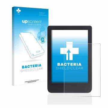 Front side of a product packaging with the brand logo upscreen. Next to it is the device Tolino Shine 3 shown with the corresp