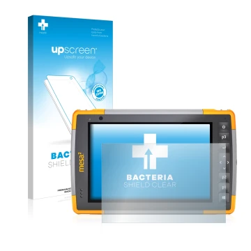 Front side of a product packaging with the brand logo upscreen. Next to it is the device Juniper Systems Mesa 2 Rugged Tablet 