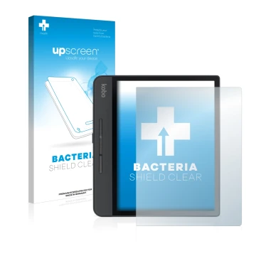 Front side of a product packaging with the brand logo upscreen. Next to it is the device Kobo Forma shown with the correspondi