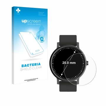 Front side of a product packaging with the brand logo upscreen. Next to it is the device Circular Displays (ø: 20 mm) shown wi