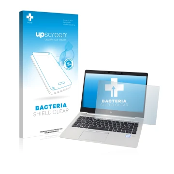 Front side of a product packaging with the brand logo upscreen. Next to it is the device HP EliteBook 830 G5 Non-Touch shown w