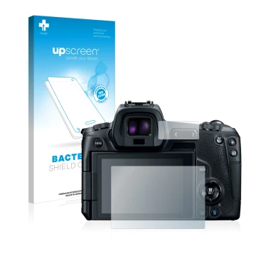 Front side of a product packaging with the brand logo upscreen. Next to it is the device Canon EOS R shown with the correspond