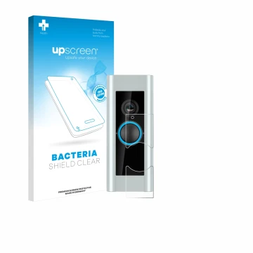 Front side of a product packaging with the brand logo upscreen. Next to it is the device Ring Video Doorbell Pro (Version 2) s