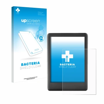 Front side of a product packaging with the brand logo upscreen. Next to it is the device Amazon Kindle 2019 (10th Gen.) shown 