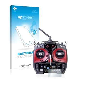 Front side of a product packaging with the brand logo upscreen. Next to it is the device Graupner mz-24 Pro shown with the cor