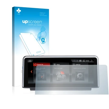 Front side of a product packaging with the brand logo upscreen. Next to it is the device NaviFly Android (10.2