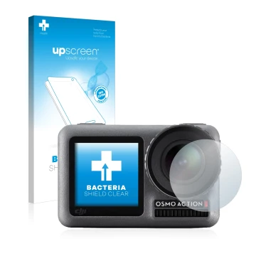 Front side of a product packaging with the brand logo upscreen. Next to it is the device DJI Osmo Action (Lens) shown with the