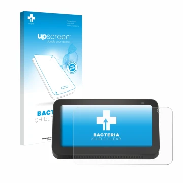 Front side of a product packaging with the brand logo upscreen. Next to it is the device Amazon Echo Show 5 (2nd Gen.) shown w