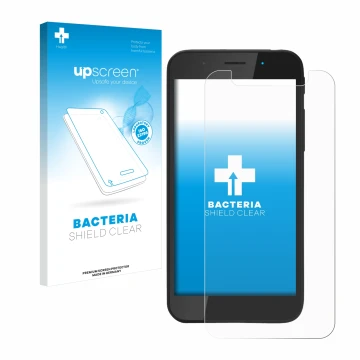 Front side of a product packaging with the brand logo upscreen. Next to it is the device Shiftphones Shift5me shown with the c