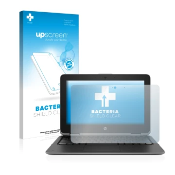 Front side of a product packaging with the brand logo upscreen. Next to it is the device HP ProBook x360 11 G3 shown with the 