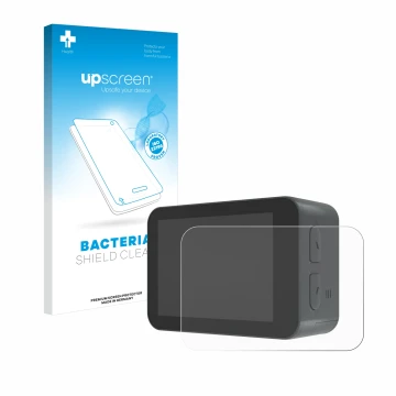 Front side of a product packaging with the brand logo upscreen. Next to it is the device Akaso V50X shown with the correspondi