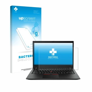 Front side of a product packaging with the brand logo upscreen. Next to it is the device Lenovo ThinkPad T490s shown with the 