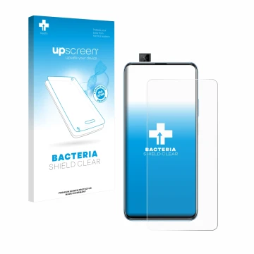 Front side of a product packaging with the brand logo upscreen. Next to it is the device Huawei P smart Pro 2019 shown with th