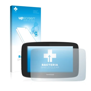 Front side of a product packaging with the brand logo upscreen. Next to it is the device TomTom Go Professional 520 shown with