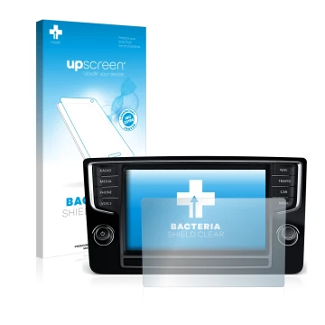 Front side of a product packaging with the brand logo upscreen. Next to it is the device Volkswagen Golf Sportsvan 2015 Discov