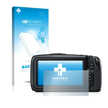 Front side of a product packaging with the brand logo upscreen. Next to it is the device Blackmagic Pocket Cinema Camera 6K sh