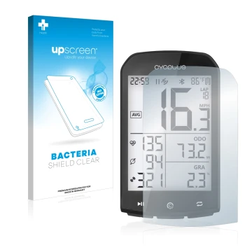 Front side of a product packaging with the brand logo upscreen. Next to it is the device Cycplus M1 2.9