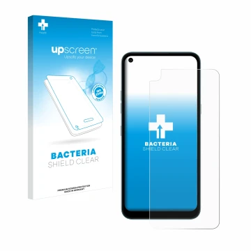 Front side of a product packaging with the brand logo upscreen. Next to it is the device LG K61 shown with the corresponding s