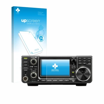 Front side of a product packaging with the brand logo upscreen. Next to it is the device Icom IC-9700 shown with the correspon