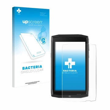 Front side of a product packaging with the brand logo upscreen. Next to it is the device Crosscall Core T4 shown with the corr