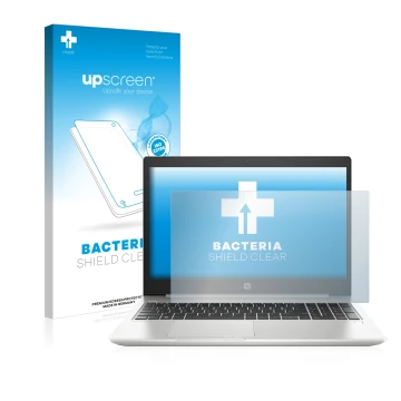 Front side of a product packaging with the brand logo upscreen. Next to it is the device HP ProBook 450 G6 shown with the corr