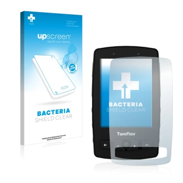 Front side of a product packaging with the brand logo upscreen. Next to it is the device TwoNav Aventura 2 shown with the corr