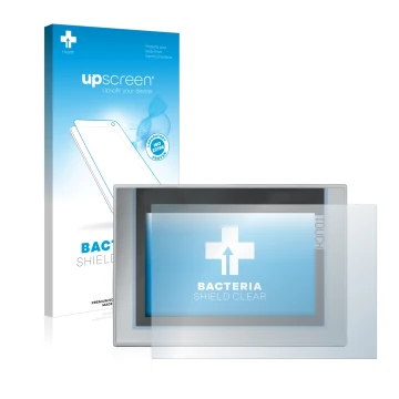 Front side of a product packaging with the brand logo upscreen. Next to it is the device Siemens Simatic TP1200 Comfort shown 