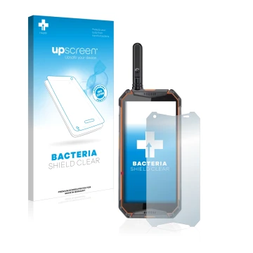 Front side of a product packaging with the brand logo upscreen. Next to it is the device Ulefone Armor 3w shown with the corre