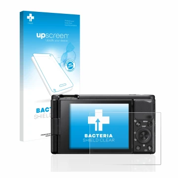Front side of a product packaging with the brand logo upscreen. Next to it is the device Sony ZV-1 shown with the correspondin