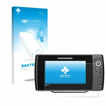 Front side of a product packaging with the brand logo upscreen. Next to it is the device Humminbird Helix 9 G2N shown with the