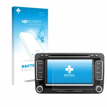 Front side of a product packaging with the brand logo upscreen. Next to it is the device Volkswagen Eos 2011 RNS 510 6.5