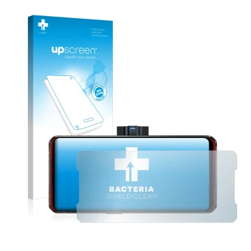 Front side of a product packaging with the brand logo upscreen. Next to it is the device Lenovo Legion Duel shown with the cor