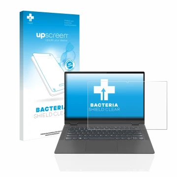 Front side of a product packaging with the brand logo upscreen. Next to it is the device Lenovo IdeaPad Flex 5 14