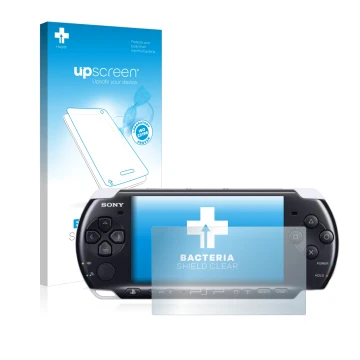 Front side of a product packaging with the brand logo upscreen. Next to it is the device Sony PSP 3003 shown with the correspo