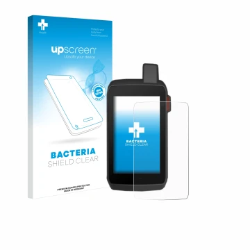 Front side of a product packaging with the brand logo upscreen. Next to it is the device Garmin Montana 700 shown with the cor