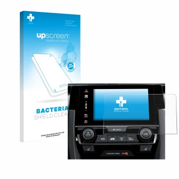 Front side of a product packaging with the brand logo upscreen. Next to it is the device Honda Civic 2020 Infotainment System 